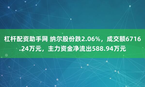 杠杆配资助手网 纳尔股份跌2.06%,成交额6716.24万元,主力资金净流出588.94万元